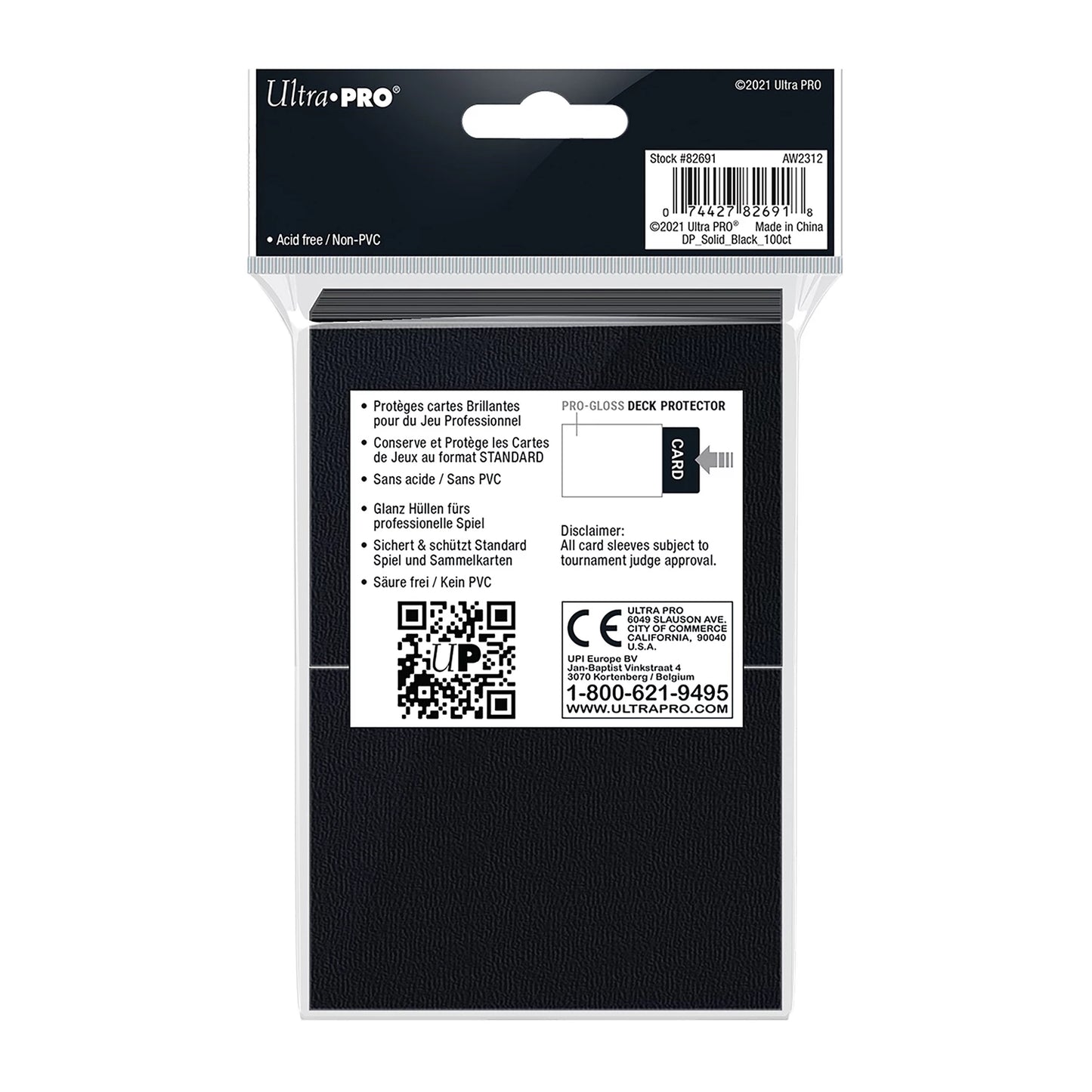 PRO-GLOSS BLACK STANDARD DECK PROTECTORS (100)