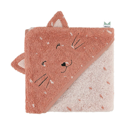 BADEHANDTUCH MIT KAPUZE UND KATZENMOTIV, 75X75 CM