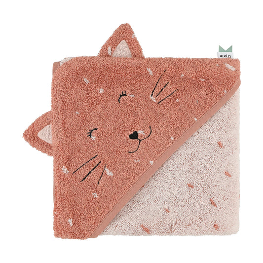 BADEHANDTUCH MIT KAPUZE UND KATZENMOTIV, 75X75 CM