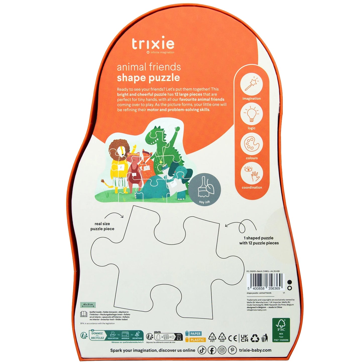 PUZZLE AMICI ANIMALI, 12 PEZZI