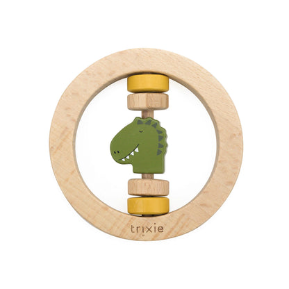 Runde Holzrassel in Dinosaurierform