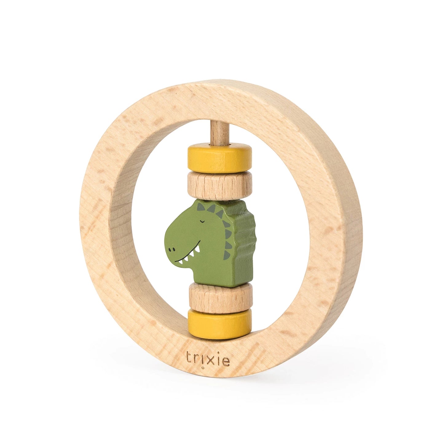 Runde Holzrassel in Dinosaurierform