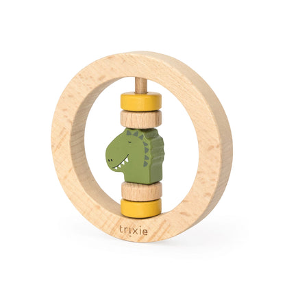 Runde Holzrassel in Dinosaurierform