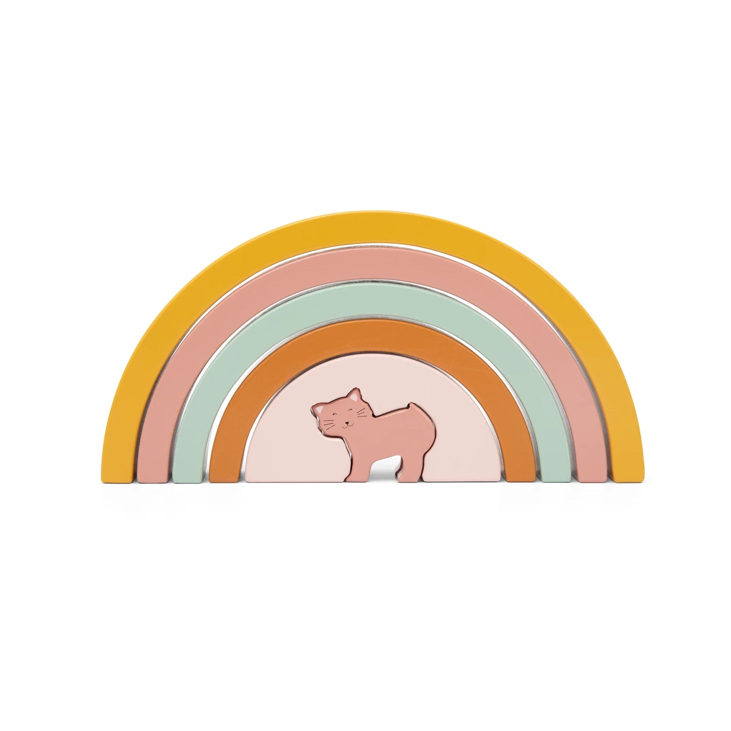 Regenbogen-Stapelspiel Katze aus Holz