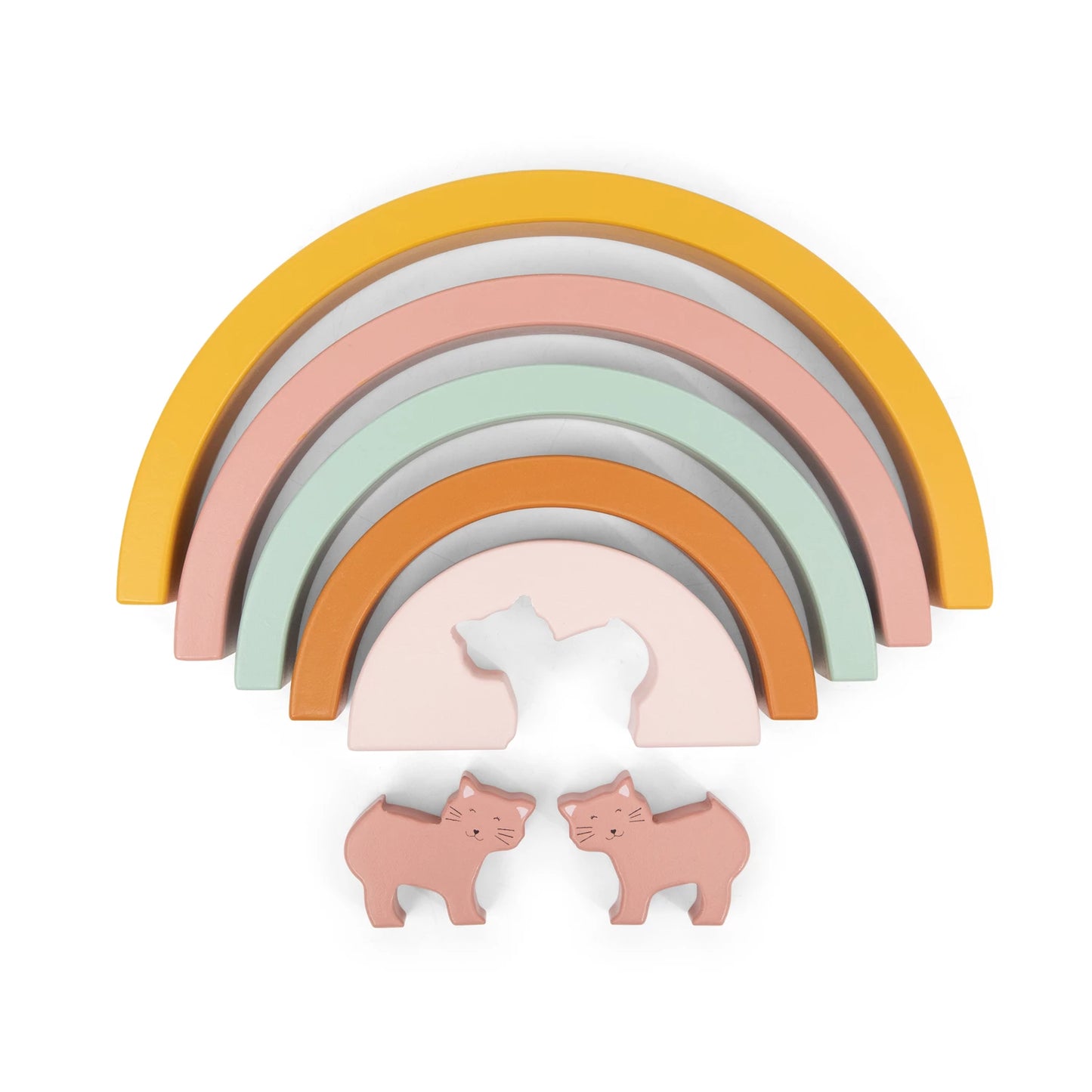 Regenbogen-Stapelspiel Katze aus Holz