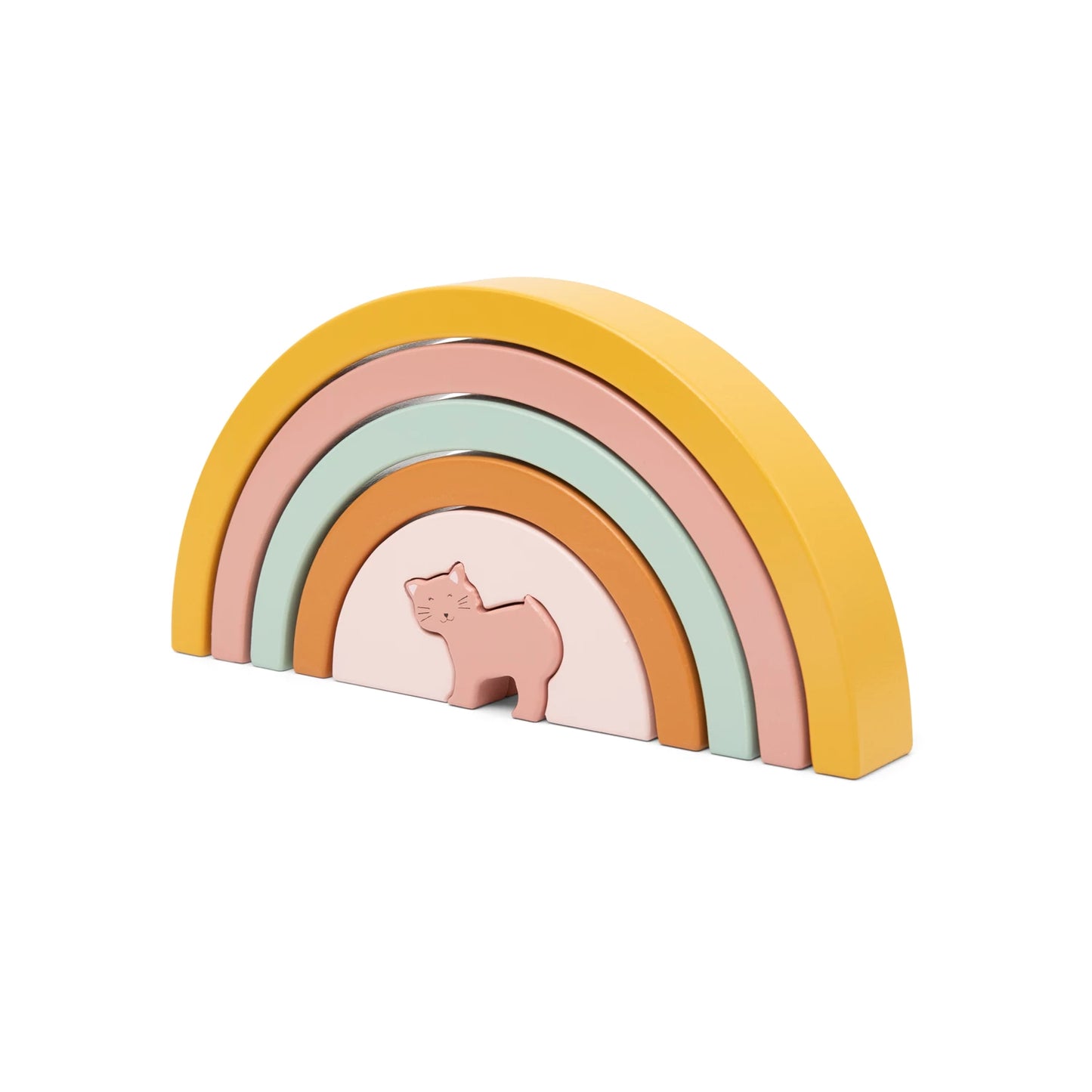 Regenbogen-Stapelspiel Katze aus Holz