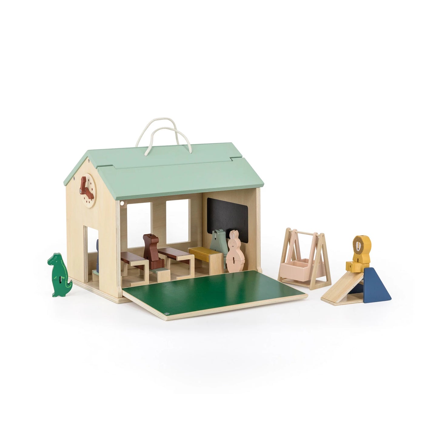 SCHULE AUS HOLZ MIT ZUBEHÖR