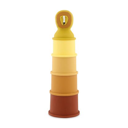 STAPELBARE SILIKONBECHER, 5ER-SET, LÖWEN-DESIGN