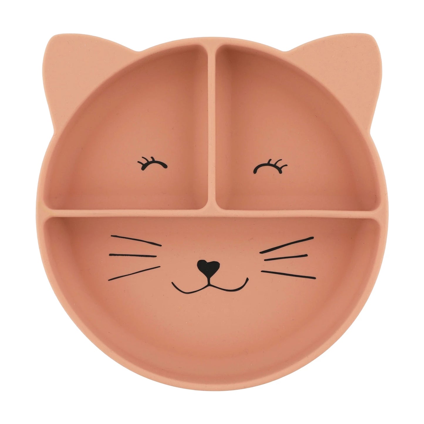 KINDERTELLER AUS SILIKON MIT SAUGNAPF, KATZEN-DESIGN