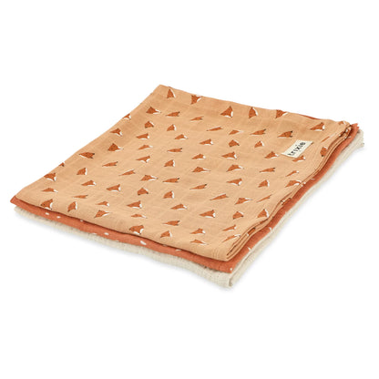 3ER-PACK MUSSALINSTÜCHER 55X55CM FUCHS