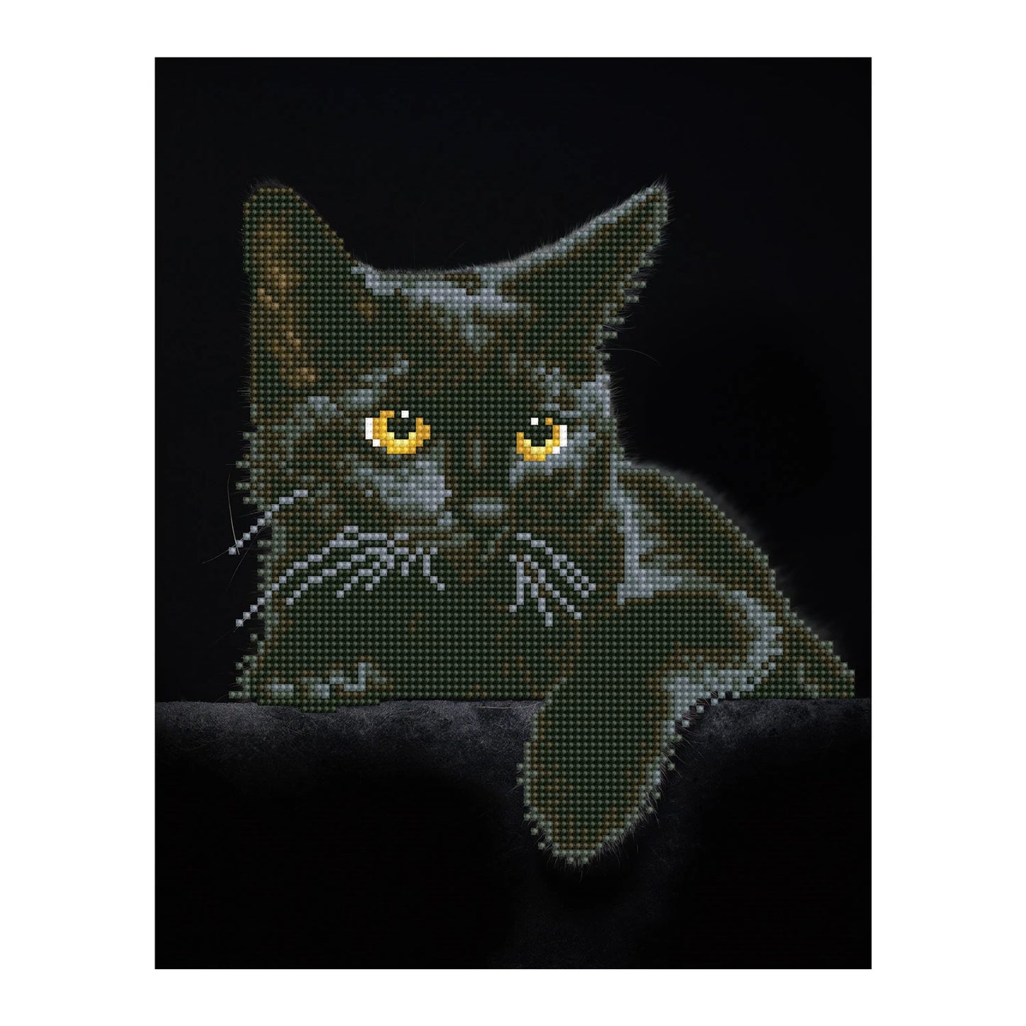 BEMALTER DIAMANT SCHWARZE KATZE