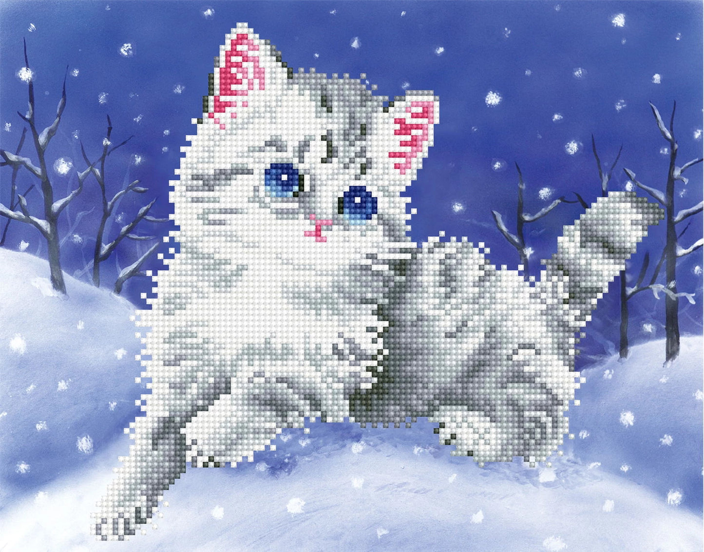 DIAMANTMALEREI KATZE IM SCHNEE