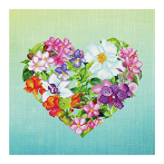 DIAMANTE DIPINTO A FORMA DI CUORE CON FIORI
