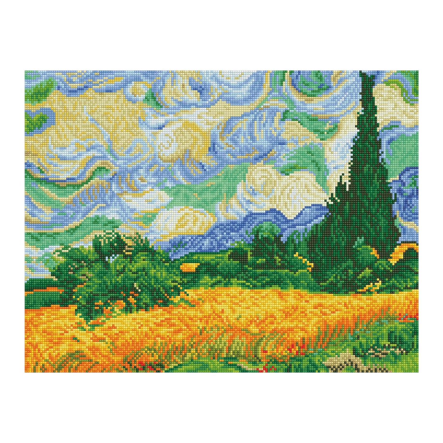 DIAMOND PAINTING CAMPO DI GRANO CON CIPRESSI (VAN GOGH)