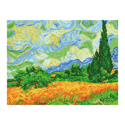 DIAMOND PAINTING CAMPO DI GRANO CON CIPRESSI (VAN GOGH)