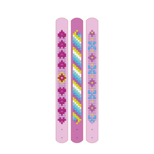 BRACCIALETTI CON PITTURA A DIAMANTE RETRÒ ROSA