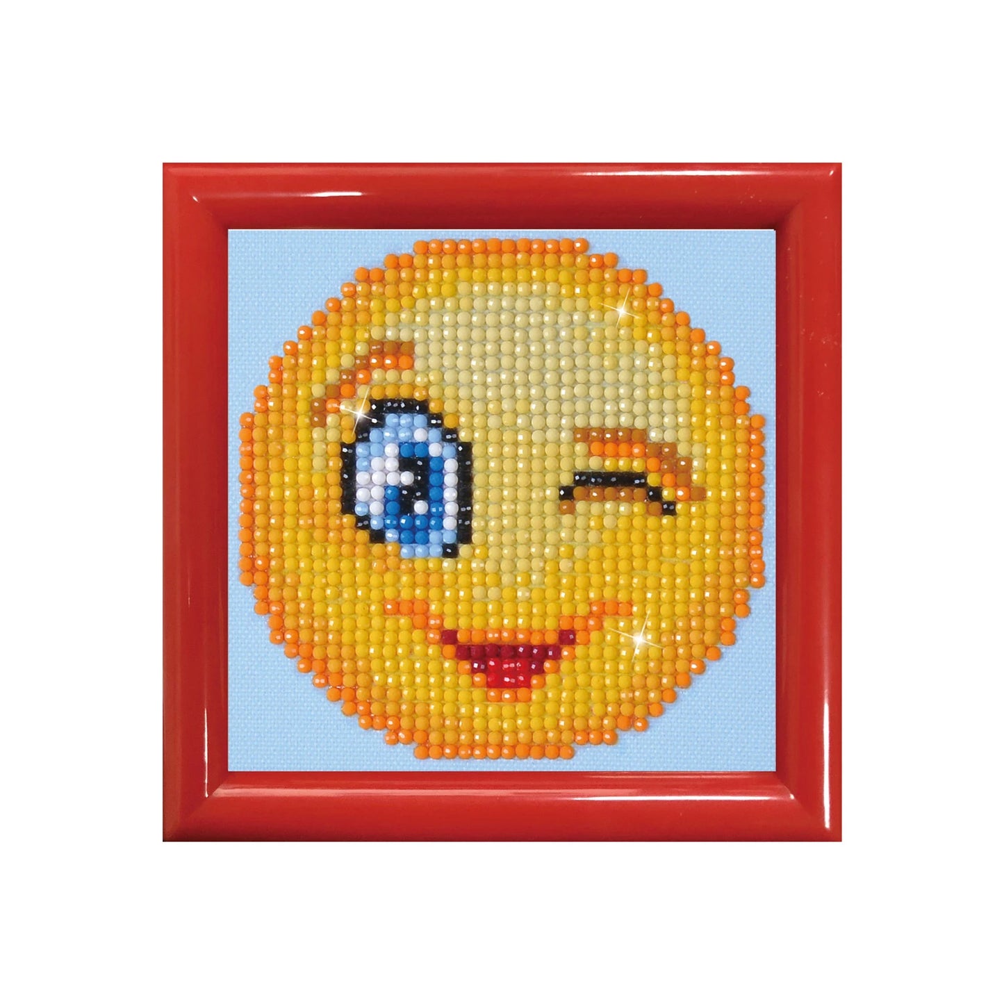 DIAMOND PAINTING ZWINKERNDER SMILEY MIT RAHMEN