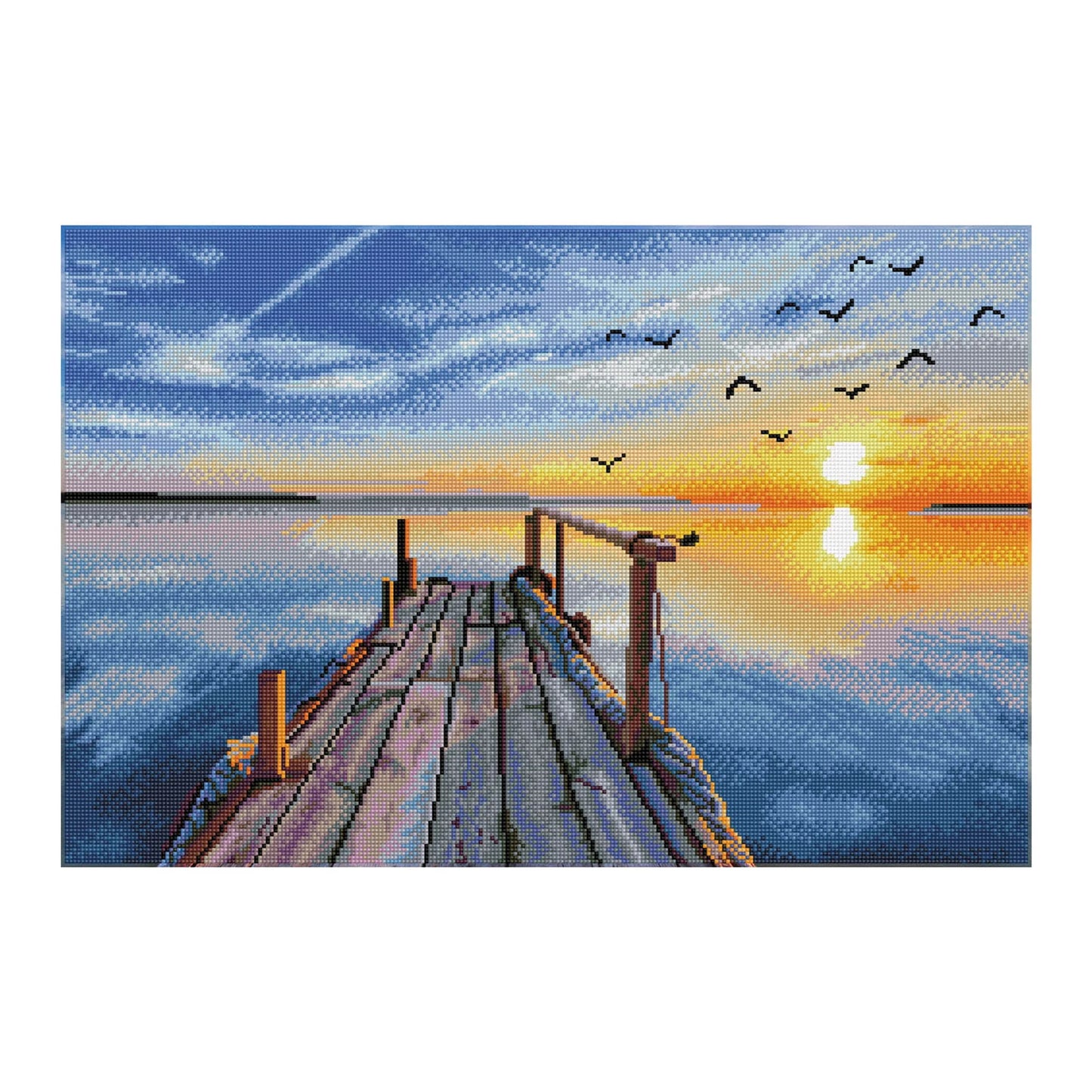 TRAMONTO SUL LAGO DIPINTO CON DIAMANTI