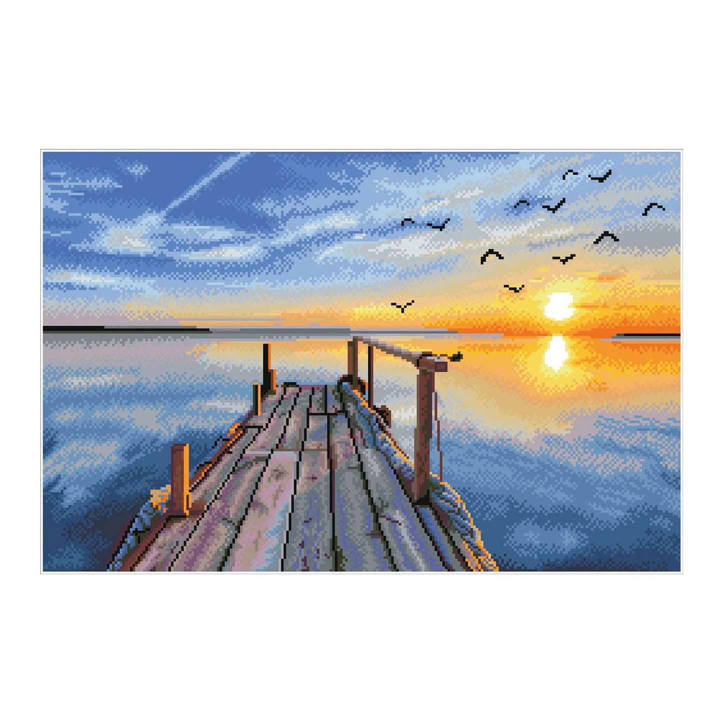 TRAMONTO SUL LAGO DIPINTO CON DIAMANTI