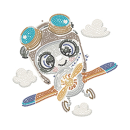 DIAMANTMALEREI PANDA FLUGZEUG