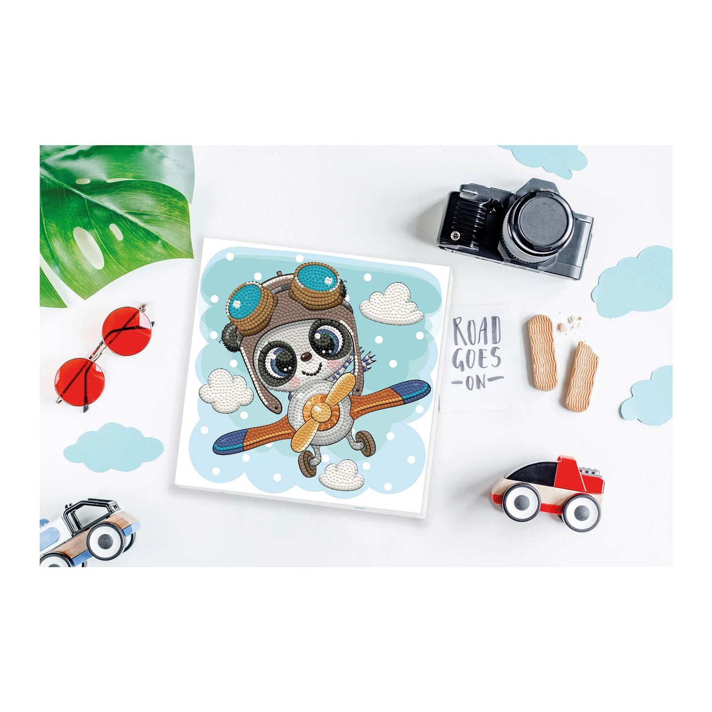 DIAMANTMALEREI PANDA FLUGZEUG