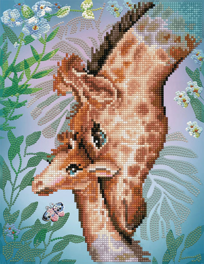 GIRAFFA DIPINTA A DIAMANTE CON CUCCIOLO