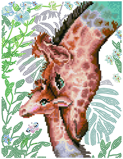 GIRAFFA DIPINTA A DIAMANTE CON CUCCIOLO