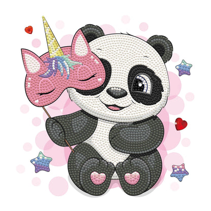 PANDA DIPINTO A DIAMANTE CON MASCHERA