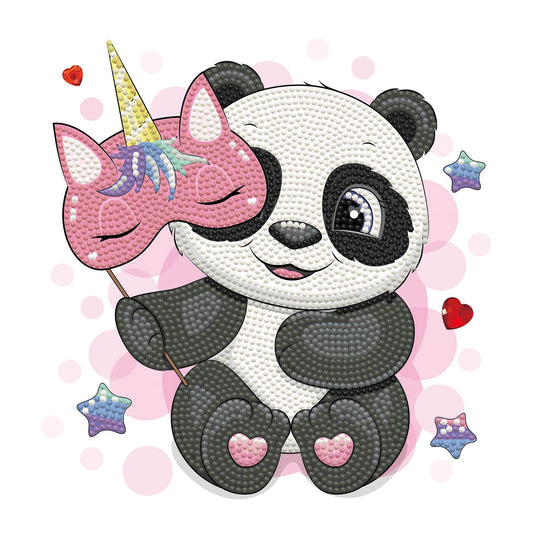 PANDA DIPINTO A DIAMANTE CON MASCHERA