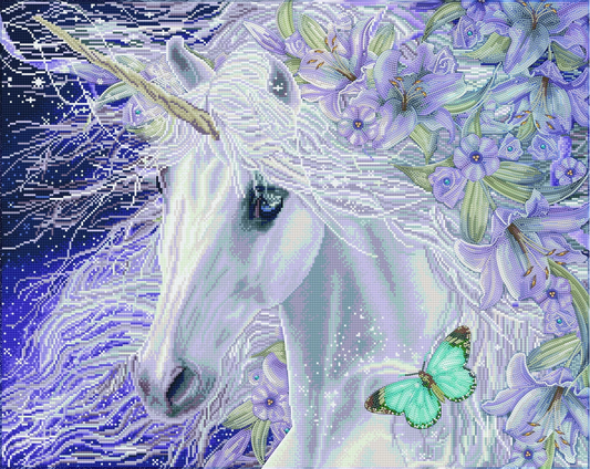PITTURA A DIAMANTE UNICORNO GIGLI