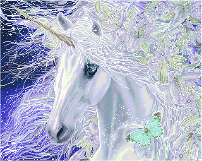 PITTURA A DIAMANTE UNICORNO GIGLI