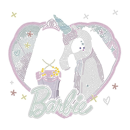 DIAMANTE DIPINTO BARBIE CON UNICORNO