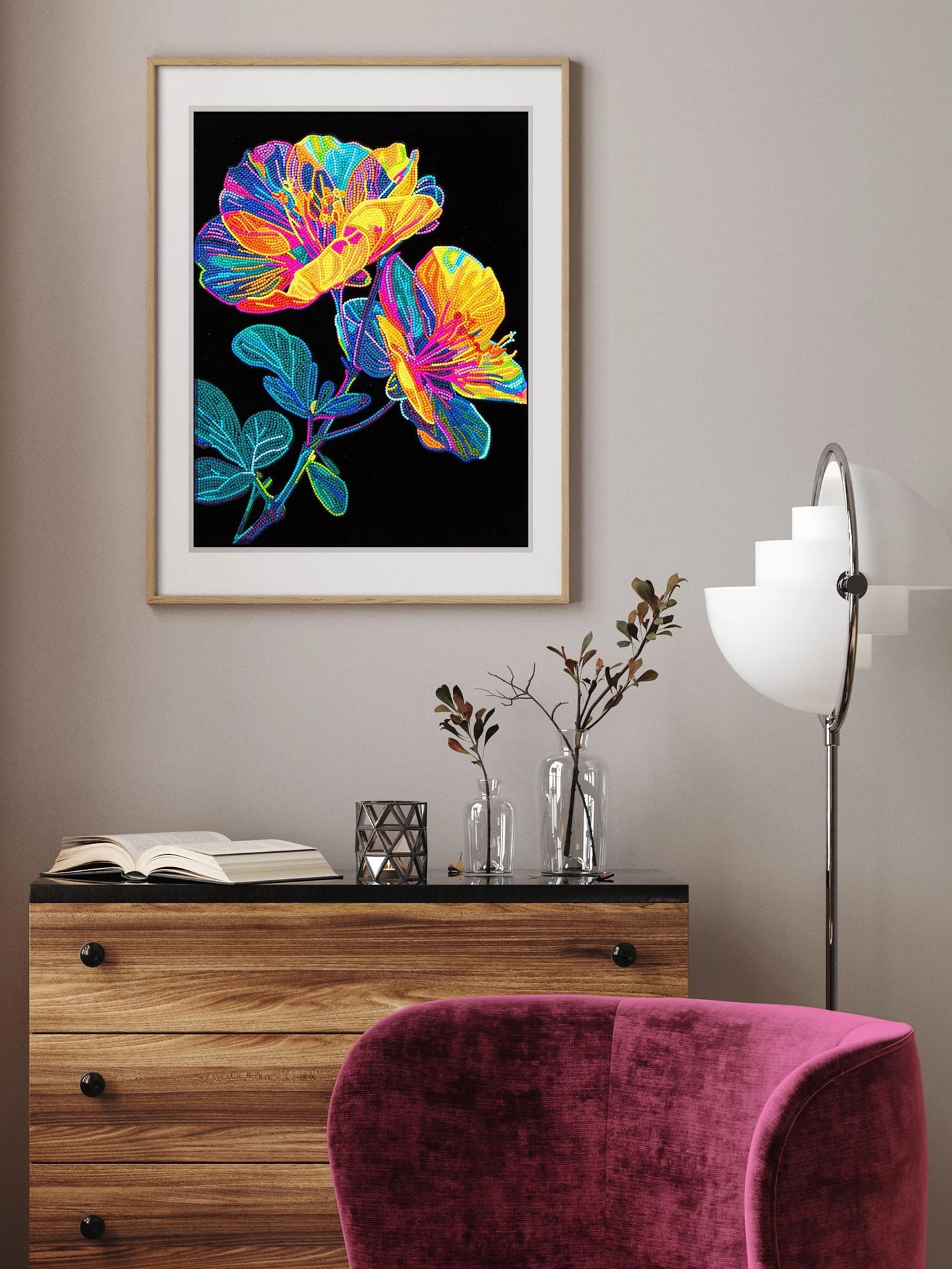 DIAMANTMALEREI NEONBLUMEN