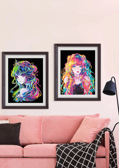 PITTURA A DIAMANTE NEON ANIME GIRL