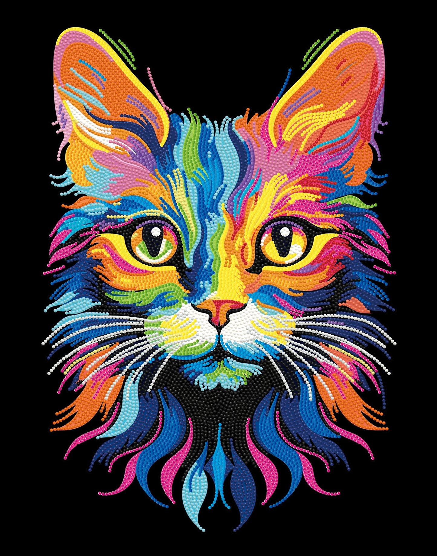 PITTURA A DIAMANTE GATTO AL NEON