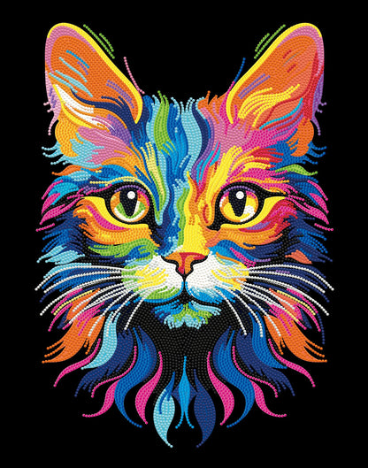 PITTURA A DIAMANTE GATTO AL NEON