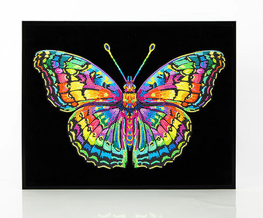 FARFALLA NEON DIPINTA A DIAMANTE