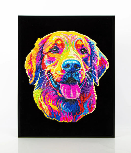 PITTURA A DIAMANTE GOLDEN RETRIEVER AL NEON