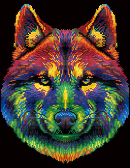 PITTURA A DIAMANTE LUPO AL NEON