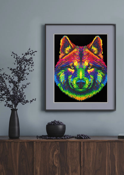 PITTURA A DIAMANTE LUPO AL NEON
