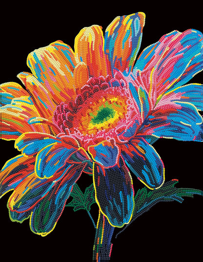 PITTURA A DIAMANTE GERBERA AL NEON
