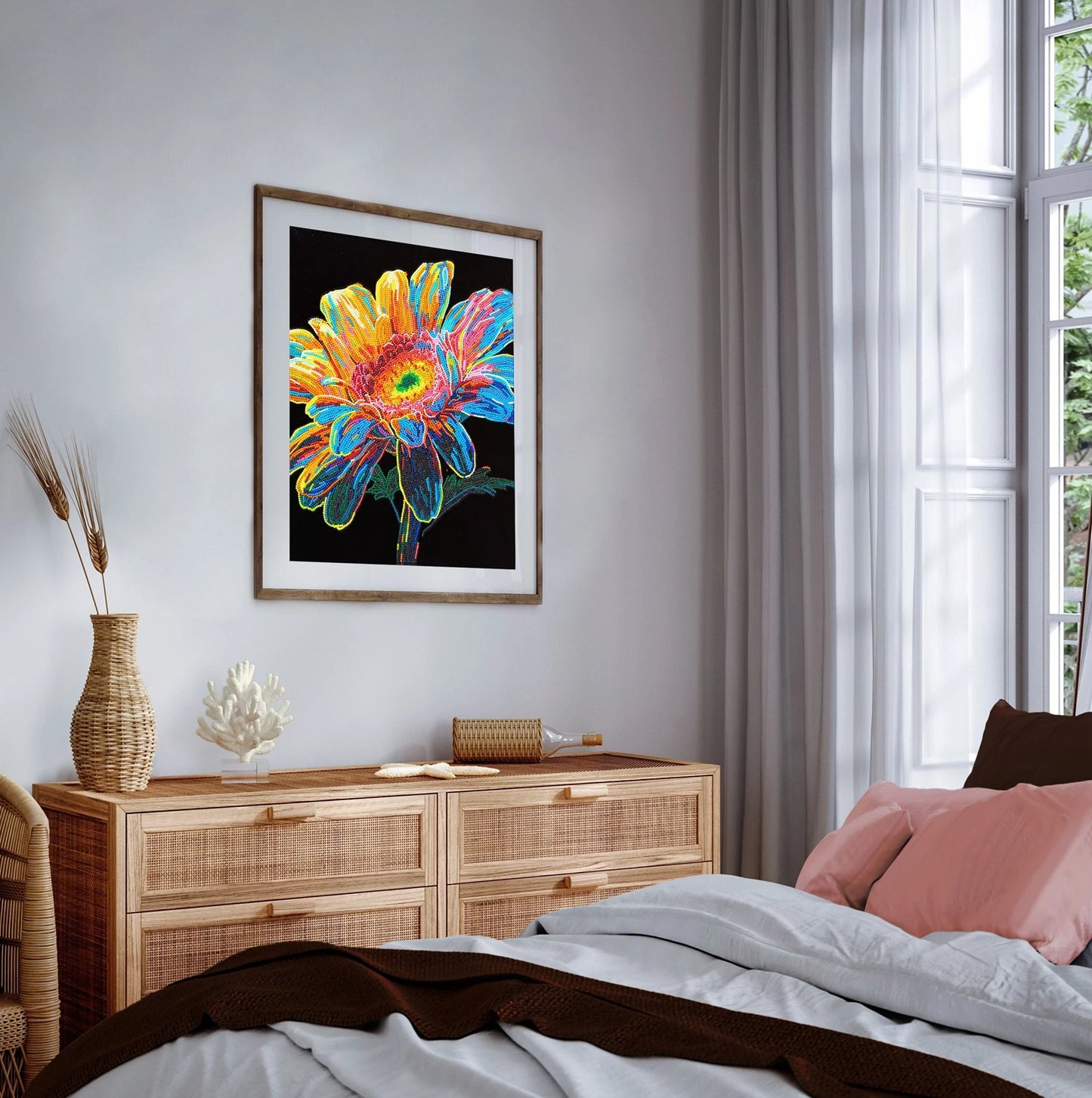 PITTURA A DIAMANTE GERBERA AL NEON