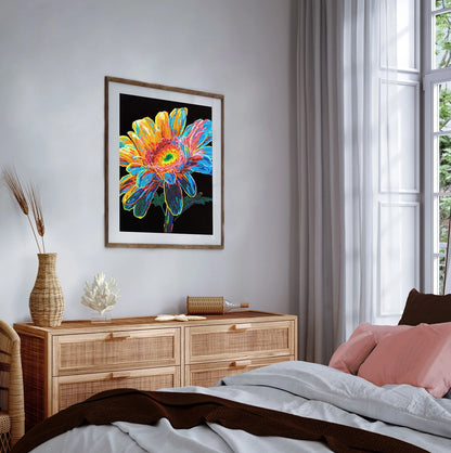 PITTURA A DIAMANTE GERBERA AL NEON