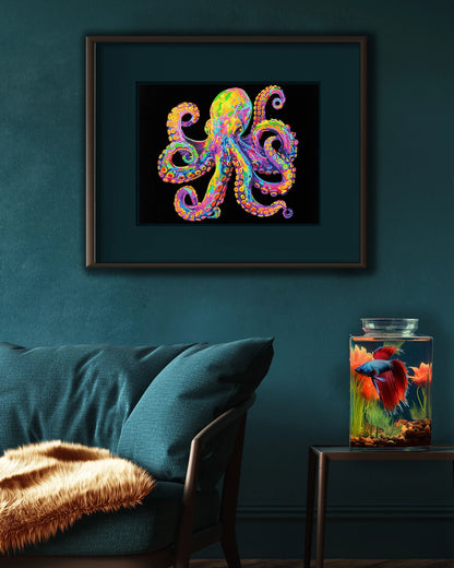 PITTURA A DIAMANTE POLPO AL NEON
