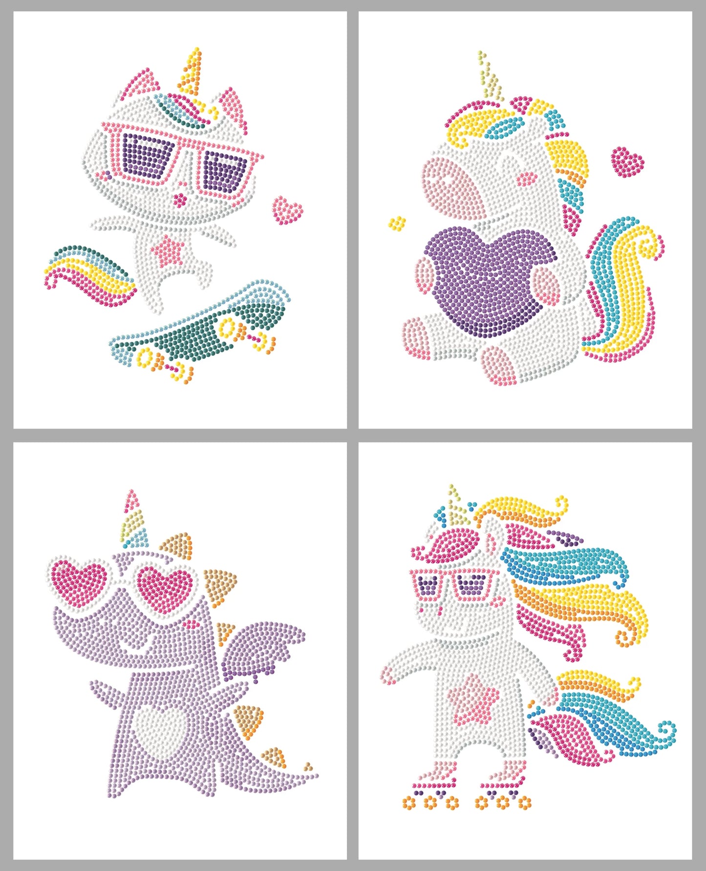 PITTURA A DIAMANTE CON UNICORNI AL NEON
