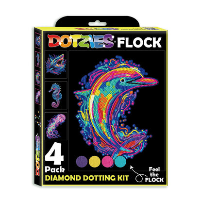 PITTURA A DIAMANTE CON ANIMALI MARINI AL NEON