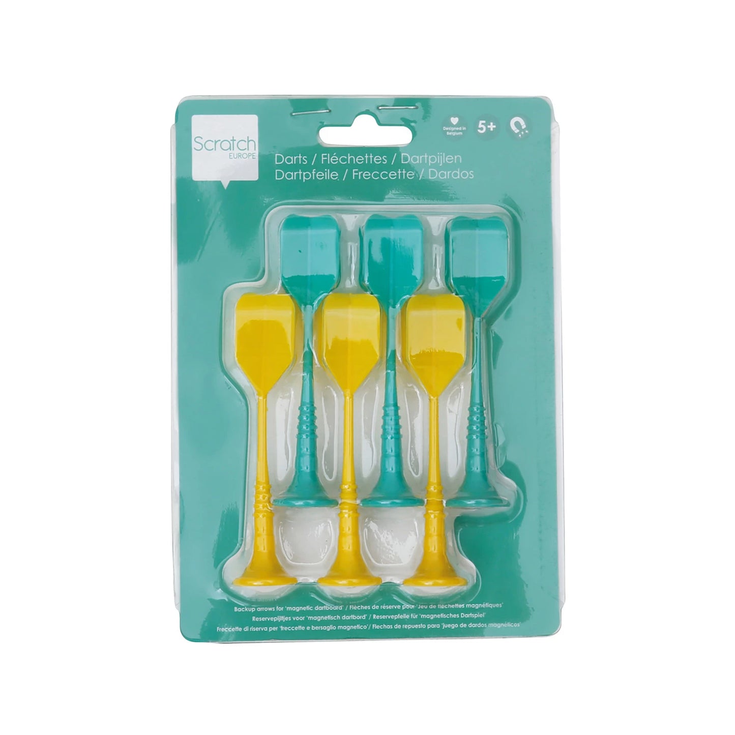 LOT DE 6 FLÉCHETTES DE RECHANGE, JAUNE ET TURQUOISE