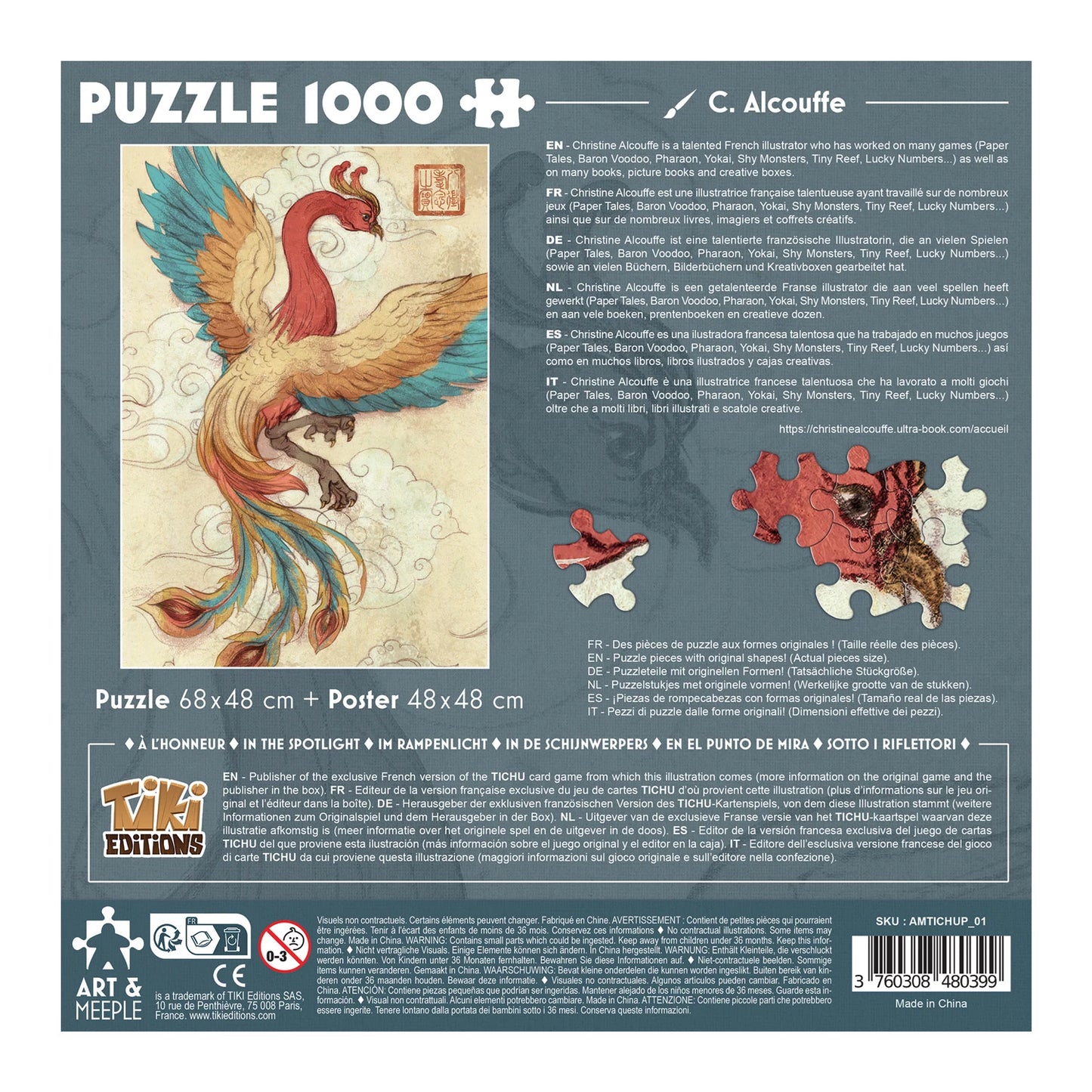 PUZZLE ART&MEEPLE : PUZZLE TICHU PHOENIX 1000 PIÈCES