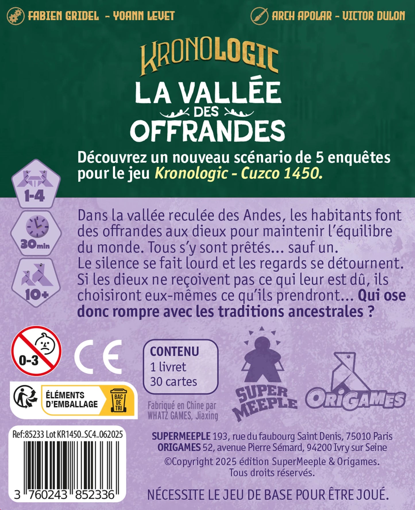 KRONOLOGIC CUZCO 1450 - LA VALLÉE DES OFFRANDES (F)