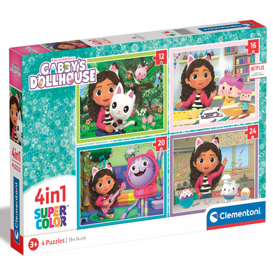 PUZZLE LA MAISON MAGIQUE DE GABBY 4 EN 1 – CLEMENTONI 🔶